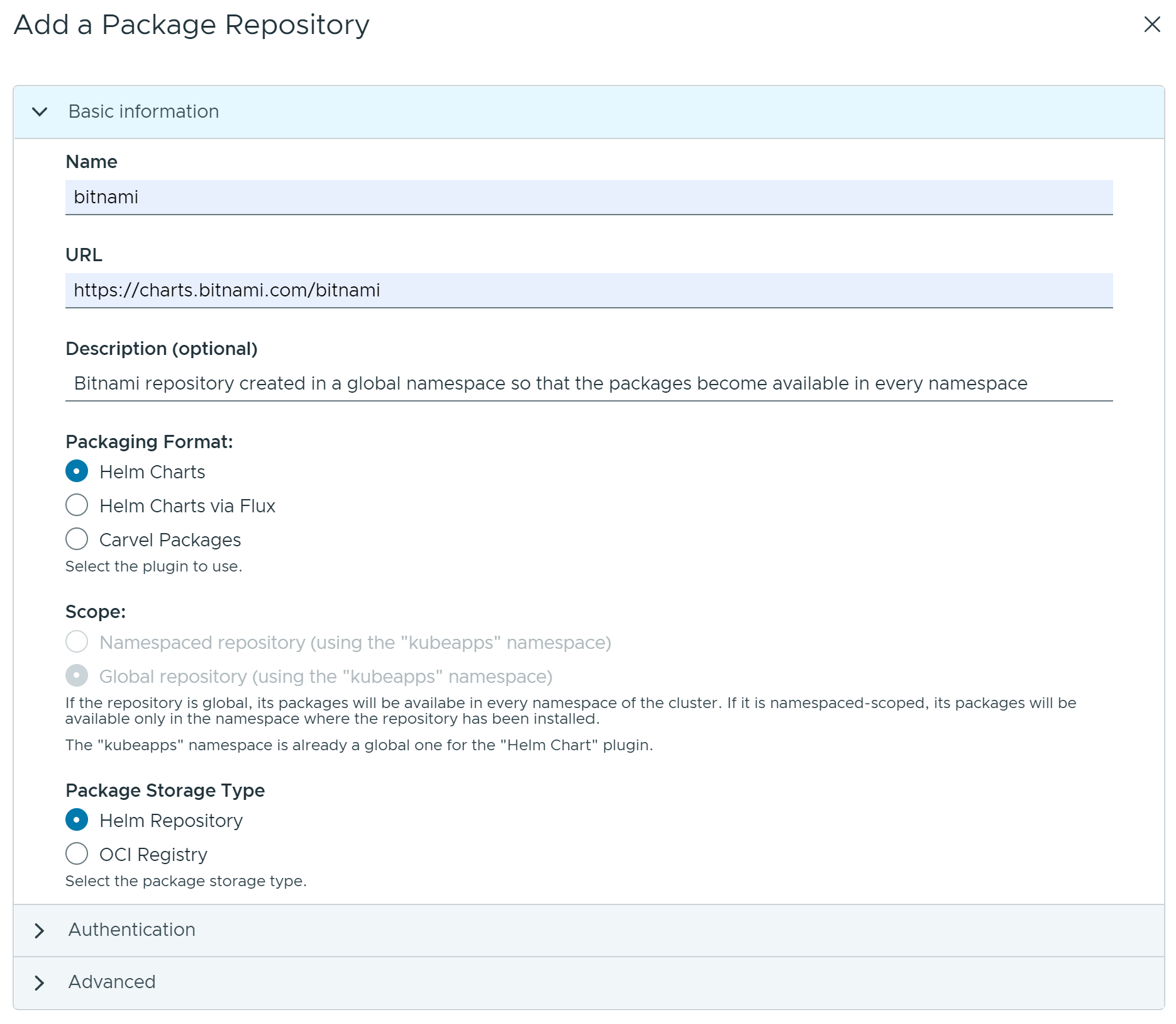 Package repositories modal part 1