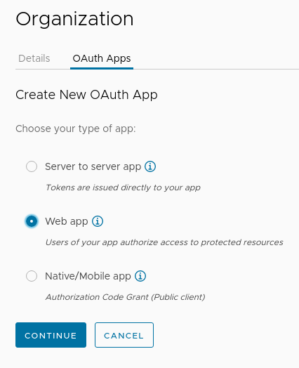OAuth Apps tab